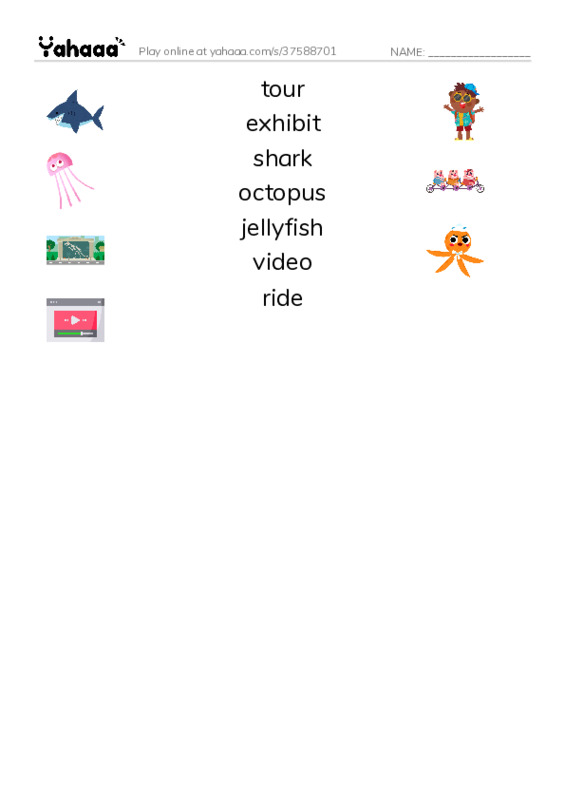 Let's GO 6: Unit 2 At the Aquarium PDF three columns match words