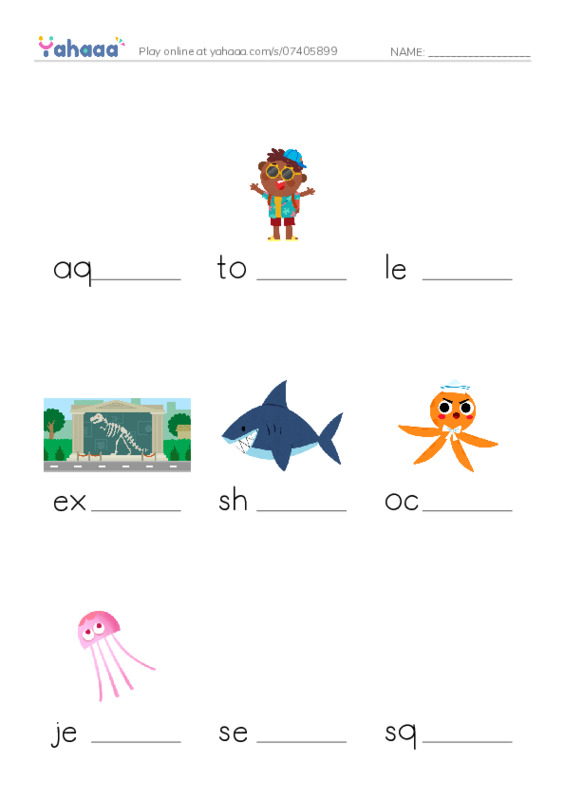 Let's GO 6: Unit 2 At the Aquarium PDF worksheet to fill in words gaps