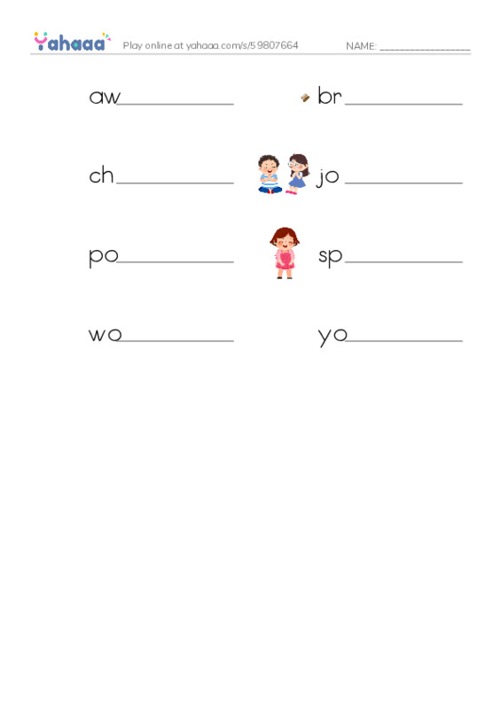 Word Families: oke PDF worksheet writing row