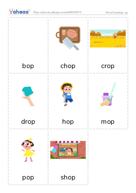 Word Families: op PDF flaschards with images