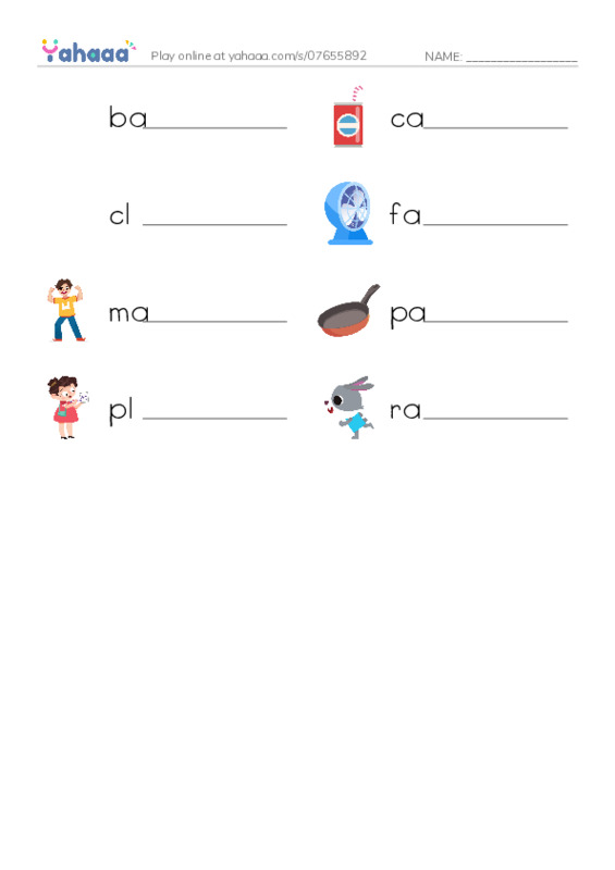 Word Families: an PDF worksheet writing row