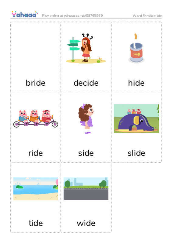 Word Families: ide PDF flaschards with images