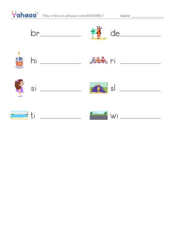 Word Families: ide PDF worksheet writing row