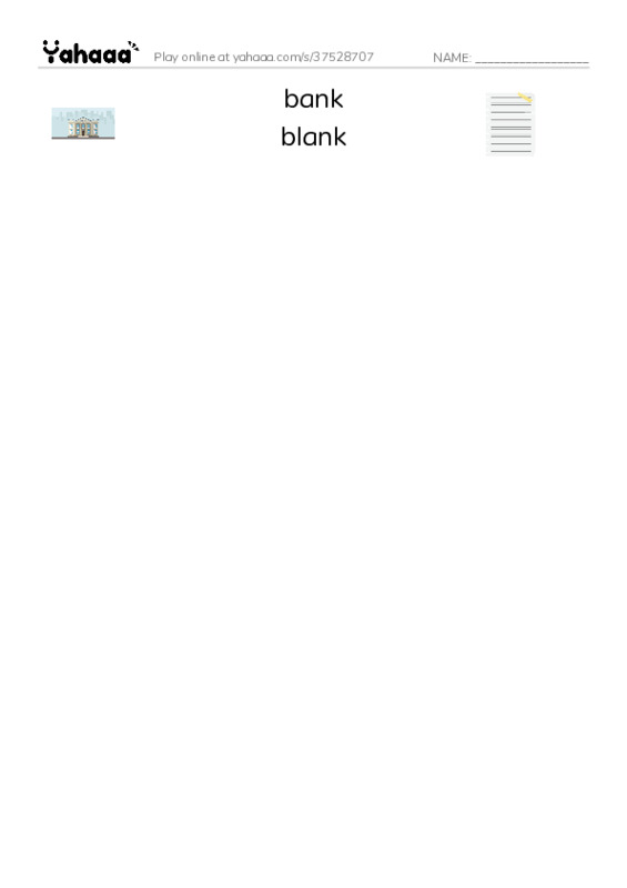 Word Families: ank PDF three columns match words