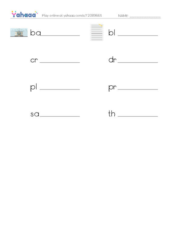 Word Families: ank PDF worksheet writing row