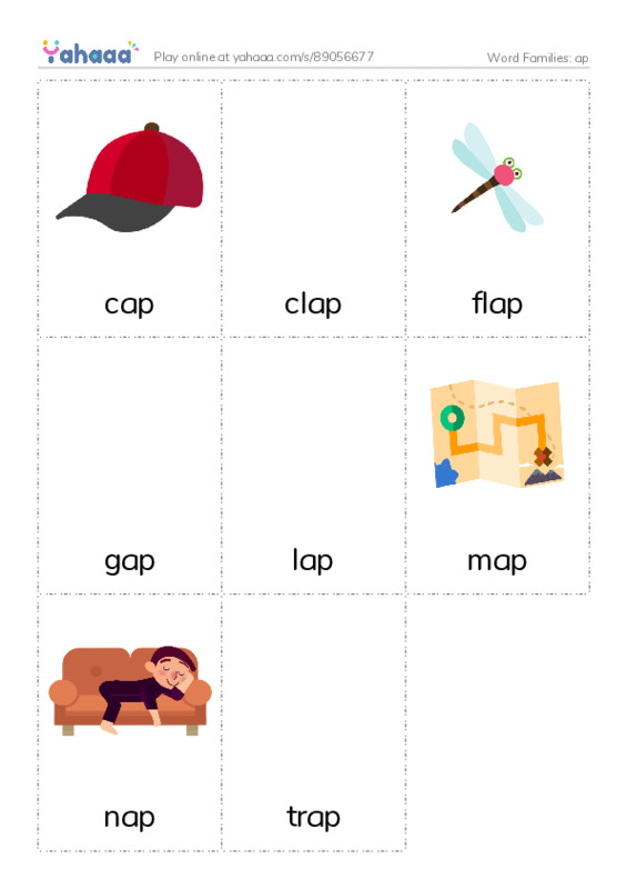 Word Families: ap PDF flaschards with images