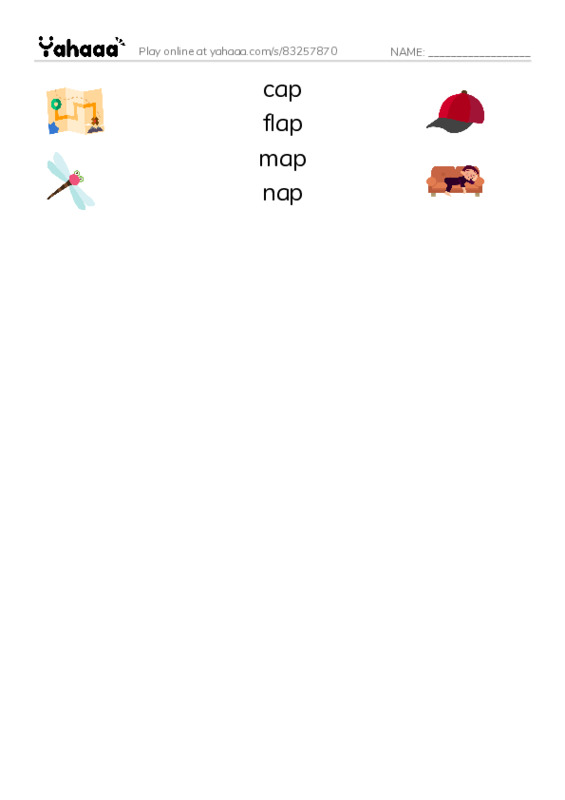 Word Families: ap PDF three columns match words