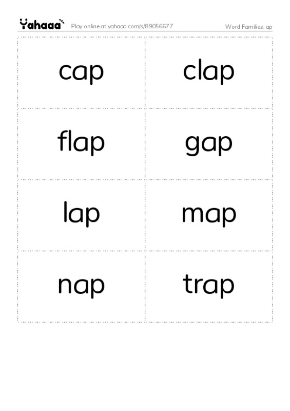 Word Families: ap PDF two columns flashcards