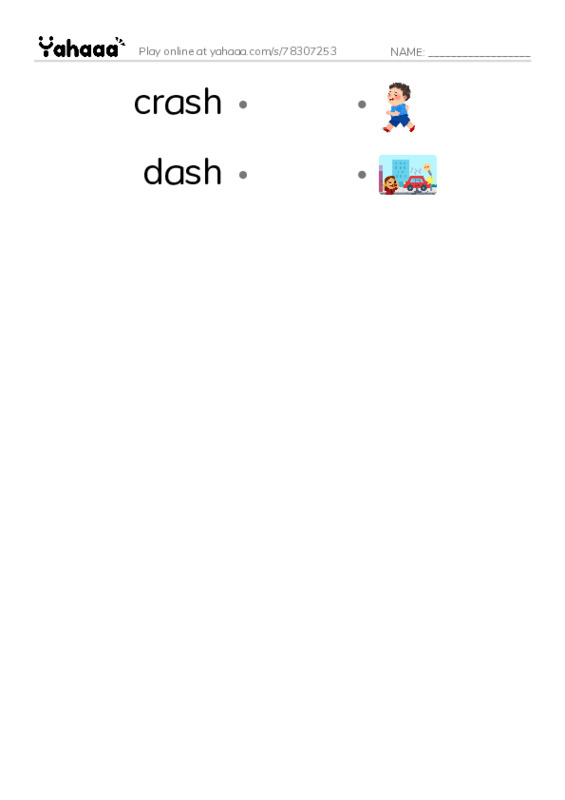 Word Families: ash PDF link match words worksheet