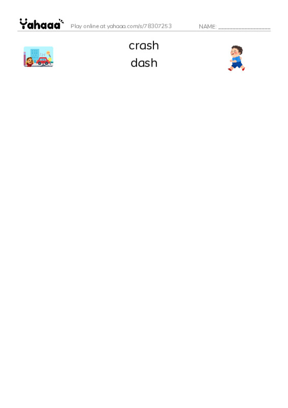 Word Families: ash PDF three columns match words
