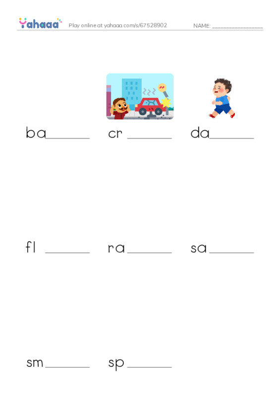 Word Families: ash PDF worksheet to fill in words gaps