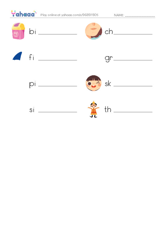 Word Families: in PDF worksheet writing row