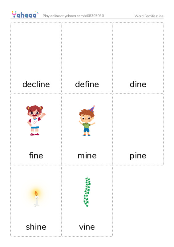 Word Families: ine PDF flaschards with images