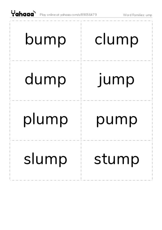 Word Families: ump PDF two columns flashcards