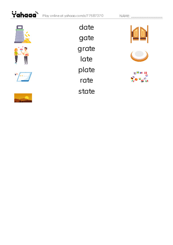 Word Families: ate PDF three columns match words