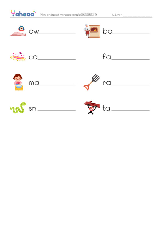 Word Families: ake PDF worksheet writing row