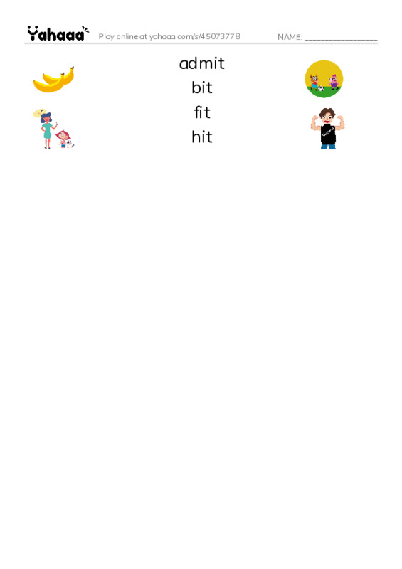 Word Families: it PDF three columns match words