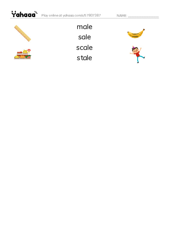 Word Families: ale PDF three columns match words