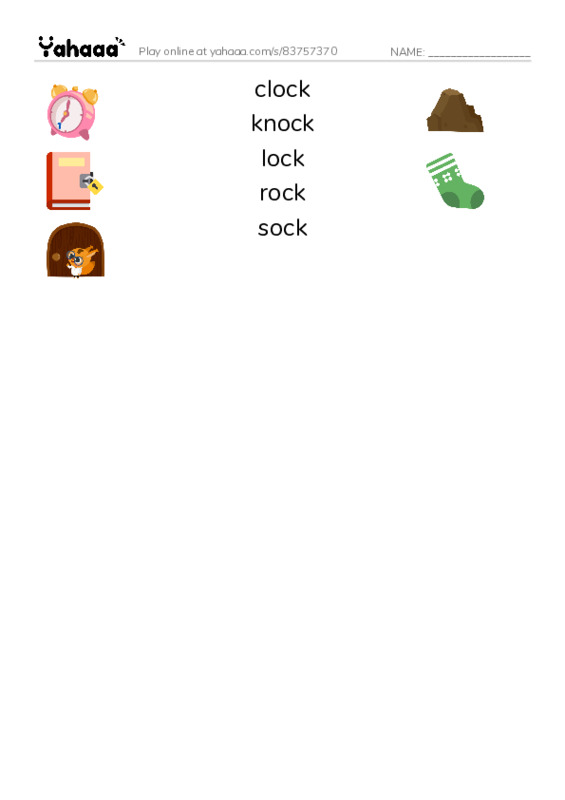 Word Families: ock PDF three columns match words