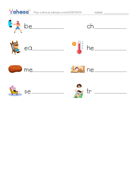 Word Families: eat PDF worksheet writing row