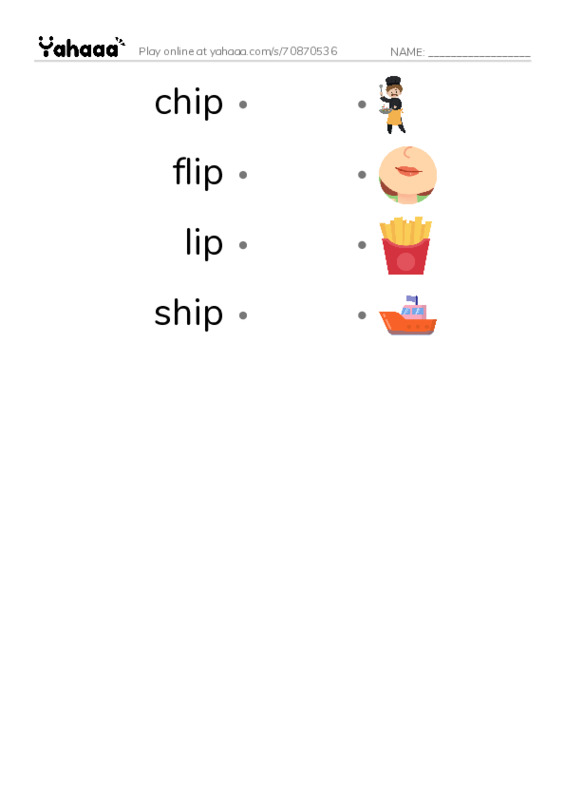 Word Families: ip PDF link match words worksheet