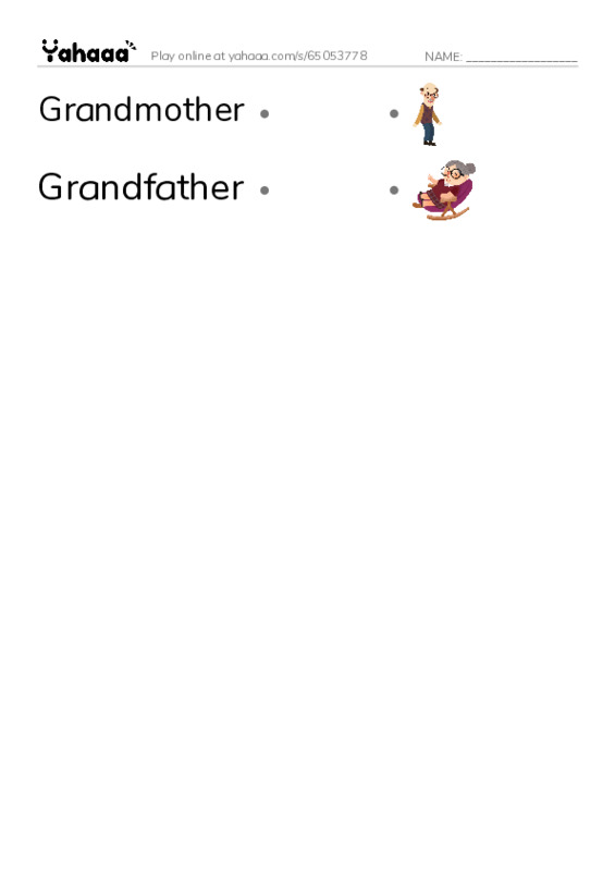 Family PDF link match words worksheet