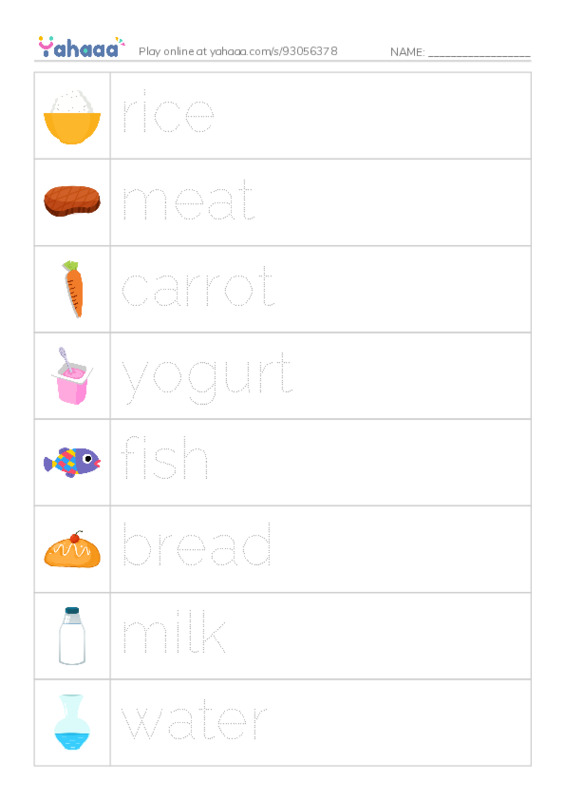 Food and Drink PDF one column image words