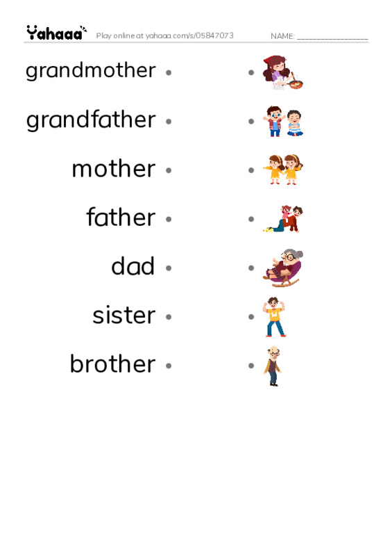 FAMILY MEMBERS PDF link match words worksheet
