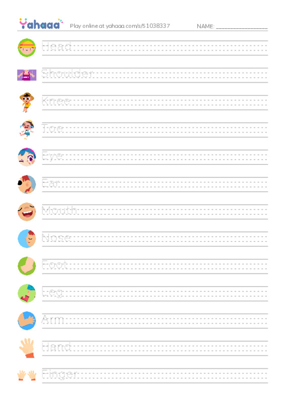 My Body PDF write between the lines worksheet