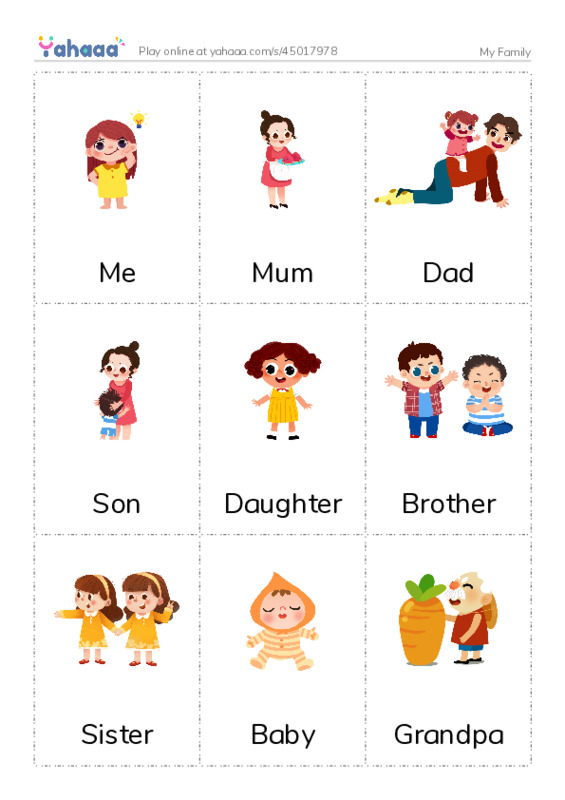 My Family PDF flaschards with images