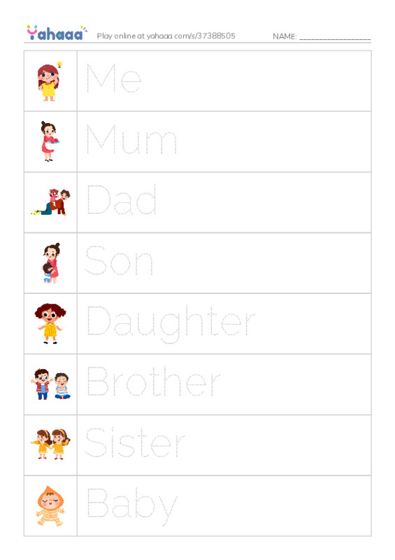 My Family PDF one column image words