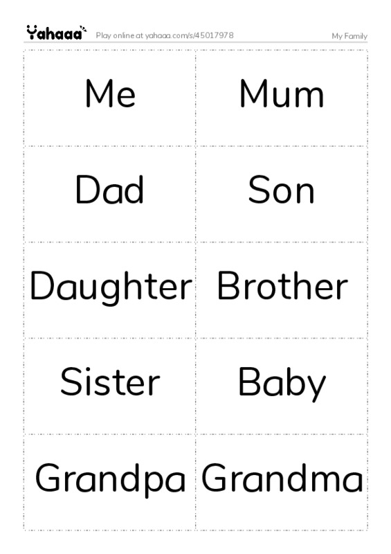 My Family PDF two columns flashcards