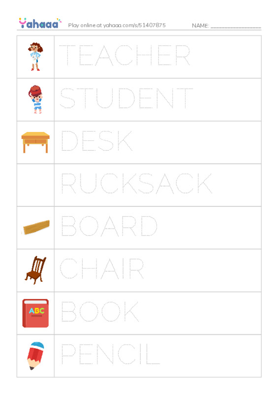 PREKET SCHOOL THINGS PDF one column image words