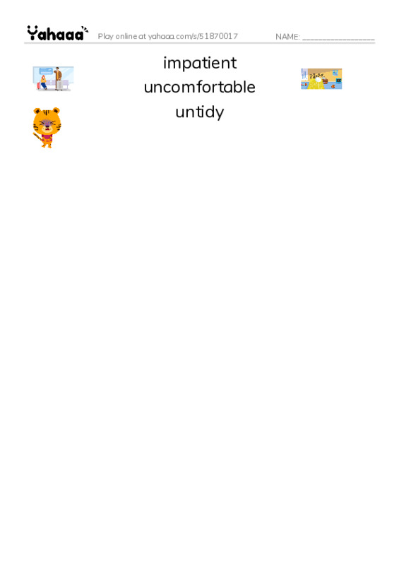 PREFIX ADJECTIVES PDF three columns match words