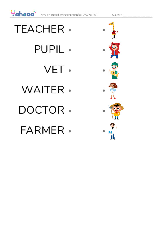 JOBS PDF link match words worksheet