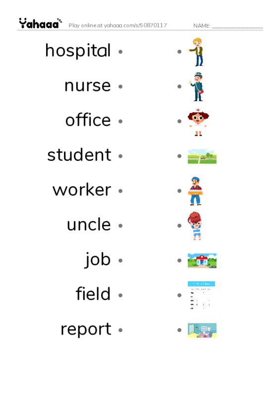 Unit 12 PDF link match words worksheet