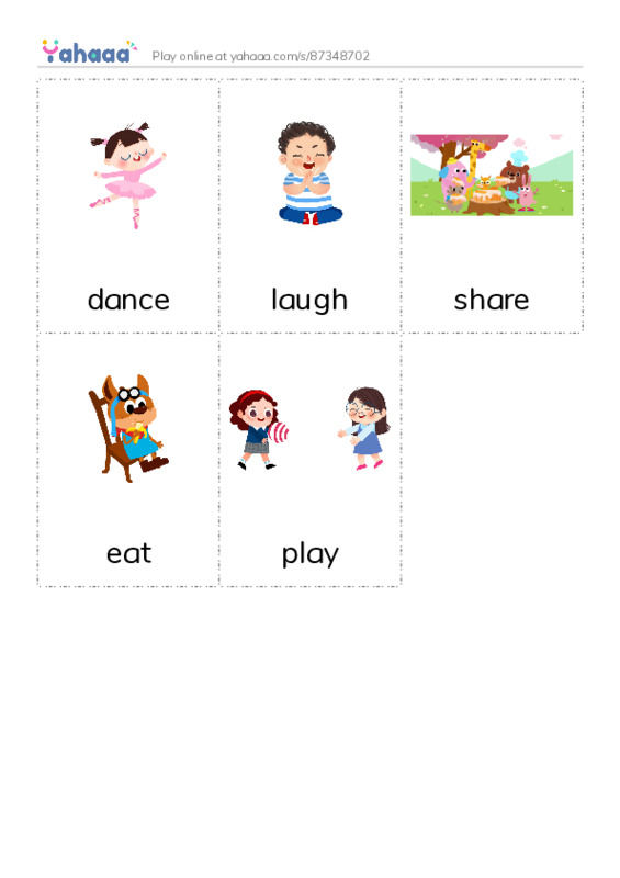 Fun activities PDF flaschards with images