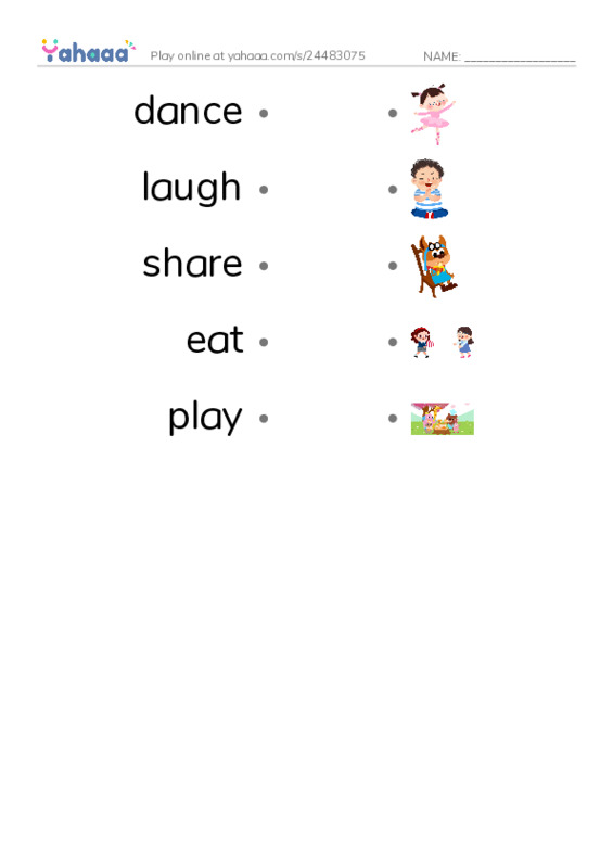 Fun activities PDF link match words worksheet