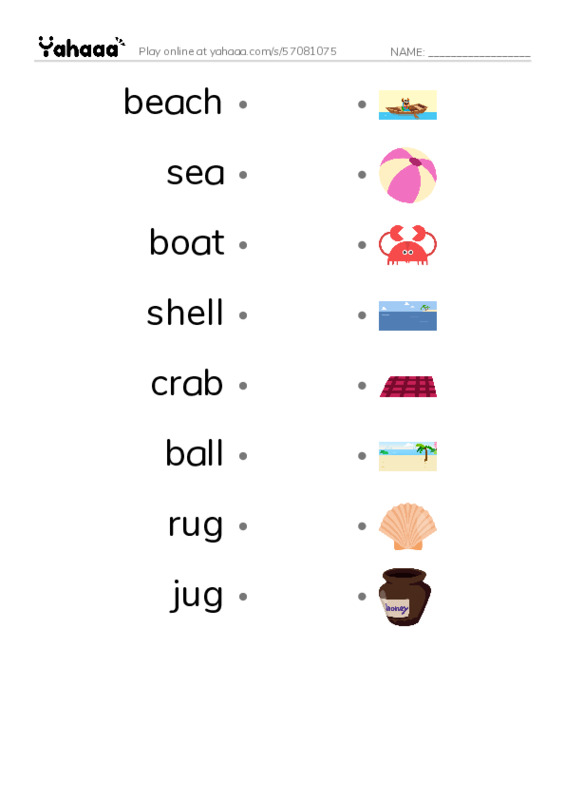 Let's play ball PDF link match words worksheet