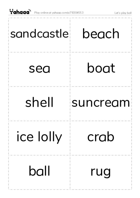 Let's play ball PDF two columns flashcards