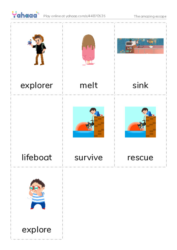 The amazing escape PDF flaschards with images