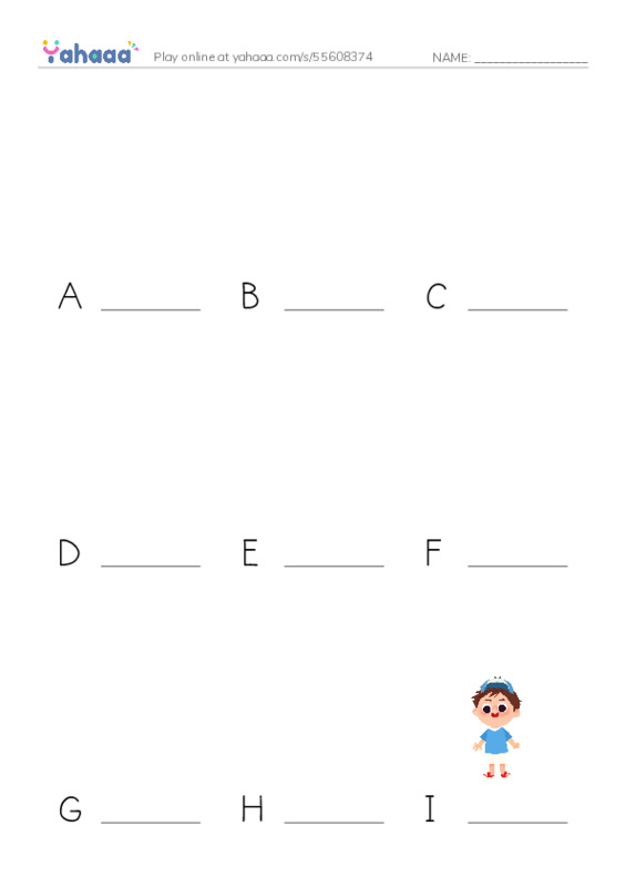 Alphabet PDF worksheet to fill in words gaps