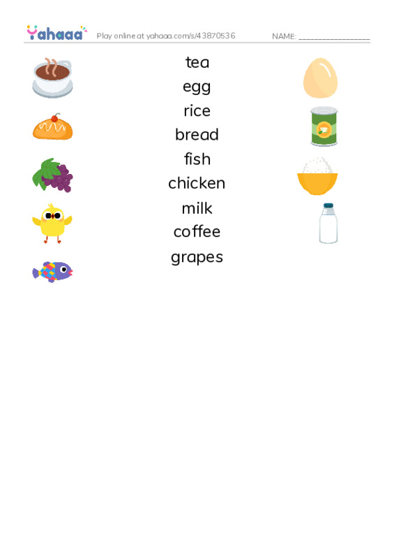 PREKET FOOD PDF three columns match words