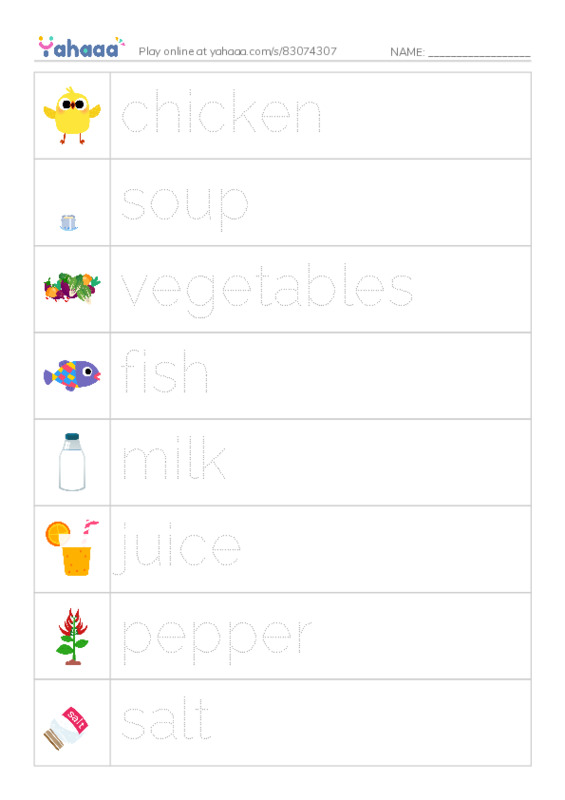 FOOD and DRINKS part 1 PDF one column image words