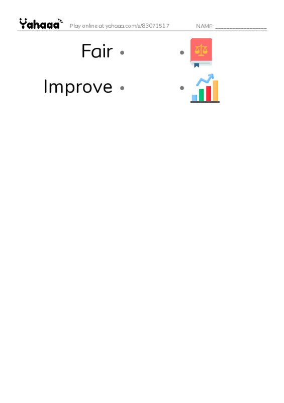 Wordlist PDF link match words worksheet