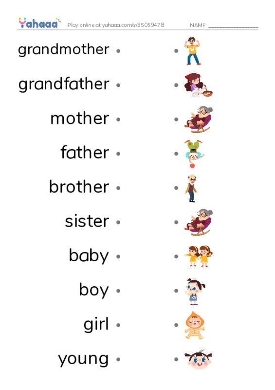 Unit 3. Family and Friends PDF link match words worksheet