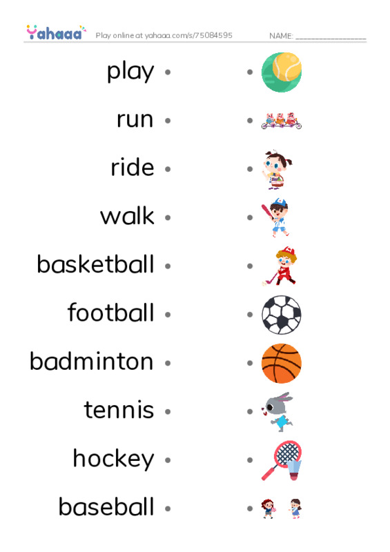 Unit 8. Sports PDF link match words worksheet