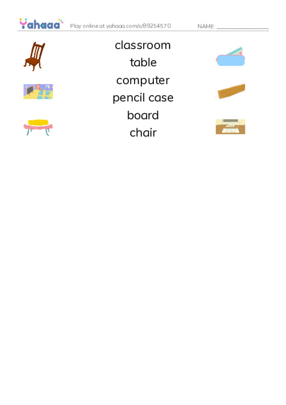 Unit 1 - Our new things PDF three columns match words