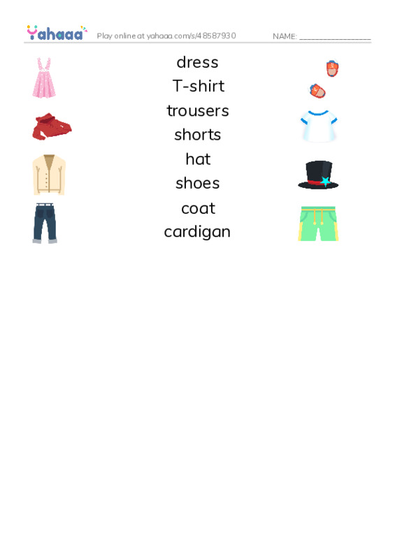 Clothes (review) PDF three columns match words
