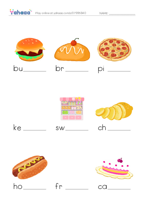 Foods NOT to eat PDF worksheet to fill in words gaps